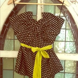 Anthropologie Black polkadot bustier